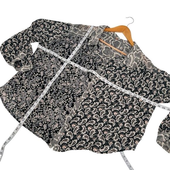 Free People Dani Button Down Top in Black Combo size medium - Picture 6 of 9